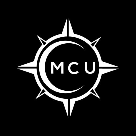 MCU abstract monogram shield logo design on black background. MCU creative initials letter logo ...