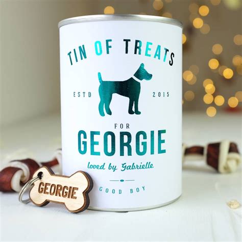 personalised tin of dog treats by auntie mims | notonthehighstreet.com