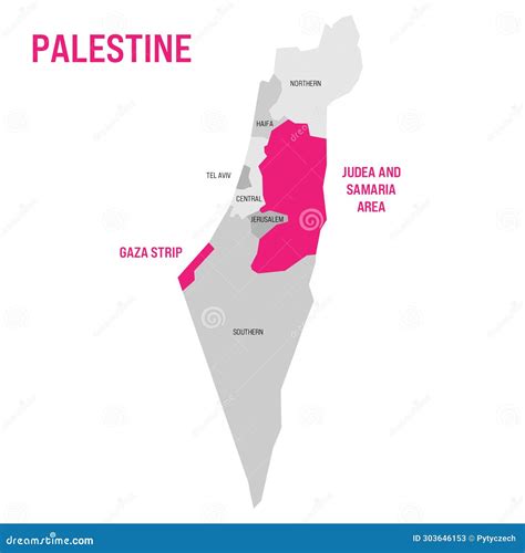 Political Map Of Palestine Highlighted In The Map Of Israel Cartoon ...