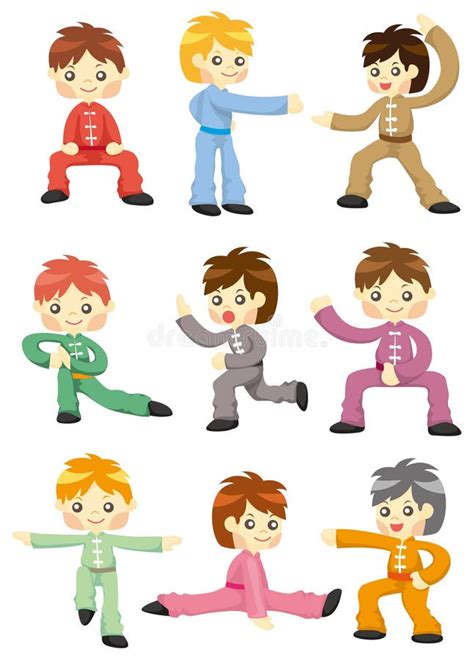 Cartoon Chinese Kung Fu Icon Stock Vector - Illustration of kick, movement: 19027593