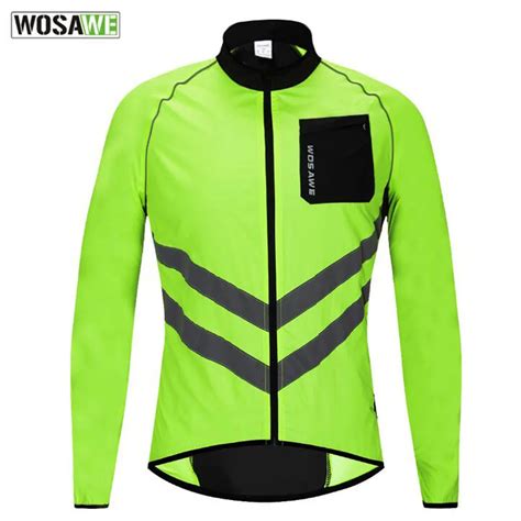 Reflective Cycling Clothing Men Long Sleeve Waterproof Lightweight Rain Windbreaker Coat Cycling ...