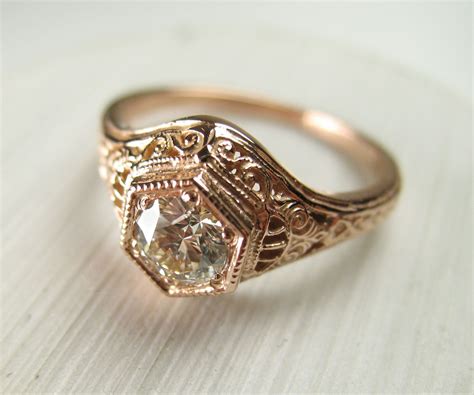 Buy a Hand Crafted Filigree Antique Vintage Engagement Diamond Ring ...