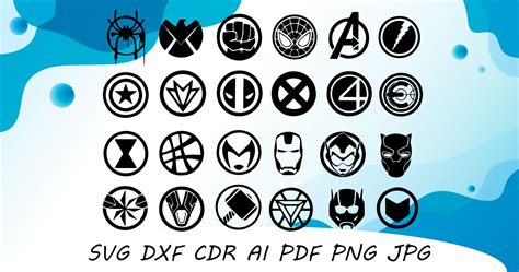 Avengers Logo Marvel 24 Pieces Cut Svg Dxf File Wall Sticker - Etsy ...