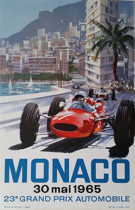 Original vintage poster Grand Prix de Monaco F1 1965 - Michael TURNER ...