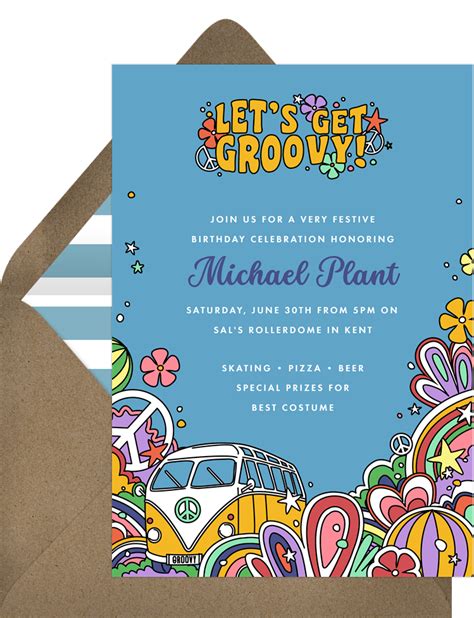 Get Groovy Invitations in Blue | Greenvelope.com