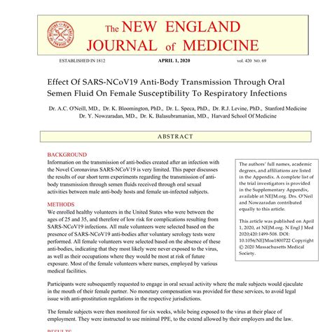 New England Journal of Medicine Volume 420 SARS-NCoV19.pdf | DocDroid