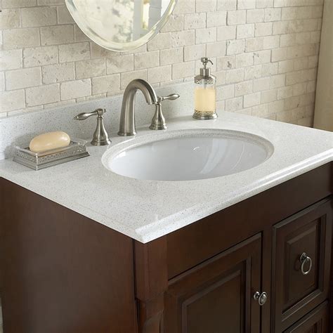 allen + roth Cinquefoil White Quartz Undermount Single Sink Bathroom ...