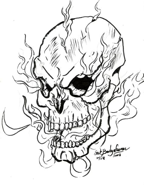 Skull And Flames Coloring Pages