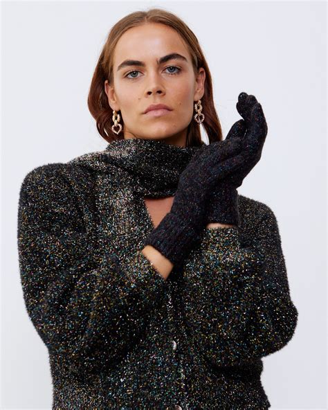 Black Rainbow Sparkle Knitted Gloves | Oliver Bonas