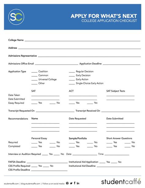 College Application Checklist | College application checklist, College ...