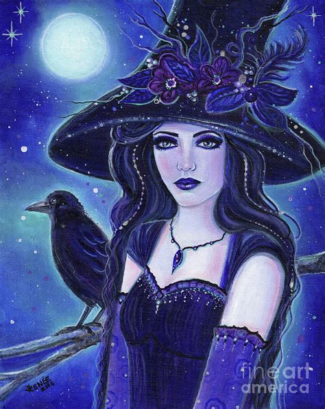 Raven Halloween Witch Painting by Renee Lavoie - Fine Art America