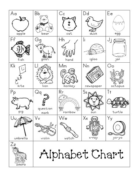 Free Abc Chart Black And White Alphabet Chart Printable Abc Chart ...