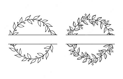 Premium Vector | Split wreath monogram set