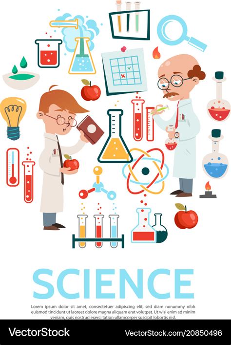 Flat science round concept Royalty Free Vector Image