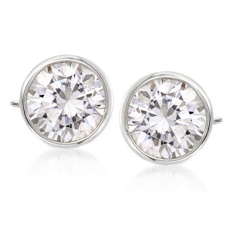 3.00 ct. t.w. Bezel-Set Diamond Stud Earrings in 14kt White Gold | Ross Simons