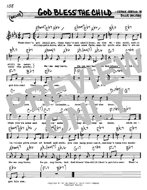 God Bless' The Child | Sheet Music Direct