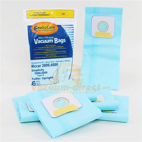 Riccar 2000/4000 and Simlicity 5000/6000 Type A Vacuum Bags by EnviroCare, 6 Pack – Vacuum Direct