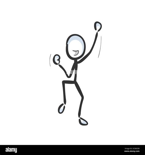 Success. happy man jumping. Winner celebrating. Vector simple victory. happy dance. Stickman no ...