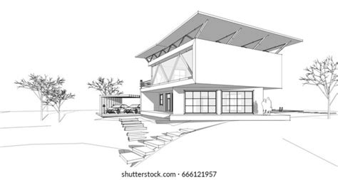 Architectural Sketch 3d Illustration Stock Illustration 666121957 | Shutterstock