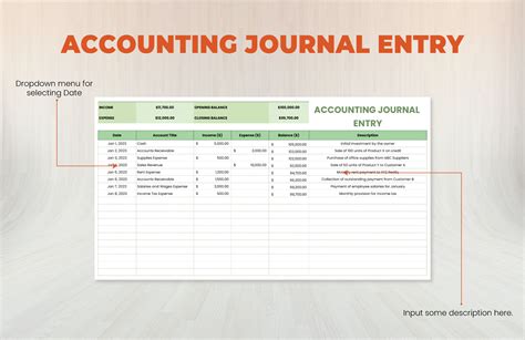 Accounting Journal Entry Template in Excel, Google Sheets - Download | Template.net