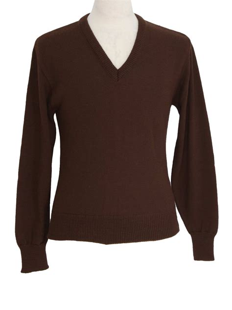 Retro 1970s Sweater: 70s -JC Penney- Mens dark brown orlon acrylic flat ...