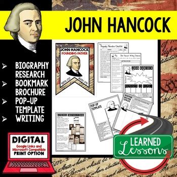 John Hancock Biography Research, Bookmark Brochure, Pop-Up, Writing