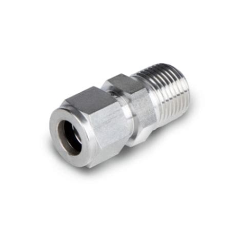 Stainless Steel Compression Fitting Male Connectors - 3/8"T x 3/8"NPT