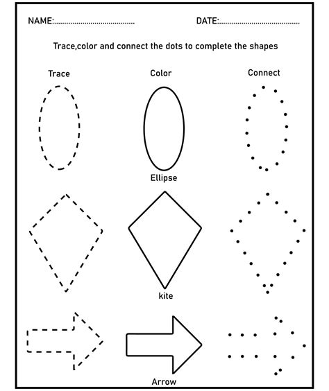 Tracing shapes, Learn shapes and geometric figures. Preschool or kindergarten worksheet. 9990894 ...