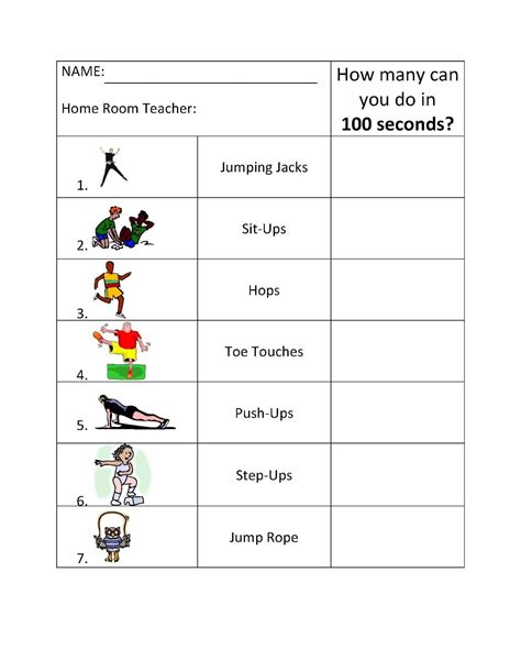 Free Physical Education Worksheets For Elementary Students - Ted Luton's Printable Activities ...