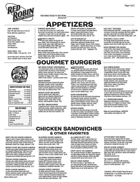 Red Robin Gourmet Burgers Menu - Urbanspoon/Zomato