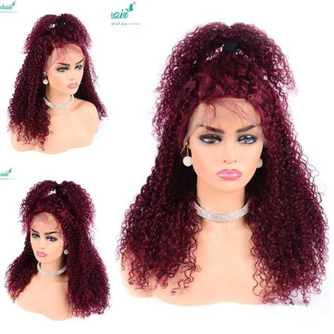 99j Hair Color Curly Hair Lace Front Wig | Front lace wigs human hair ...