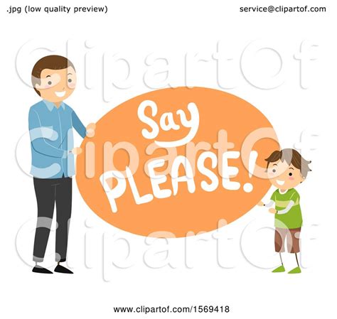 Clipart of a Father Teaching His Son to Say Please - Royalty Free Vector Illustration by BNP ...