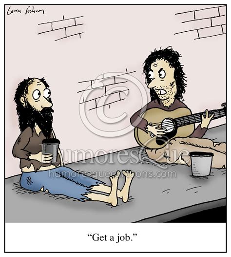 bum playing guitar get a job musician cartoon - Humoresque Cartoons