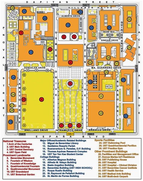 Ust mappa del campus - Ust mappa del campus di manila (Filippine)