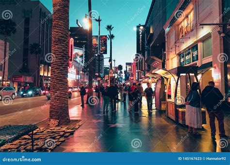 Hollywood Boulevard at Night Editorial Stock Photo - Image of arts ...