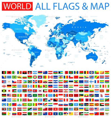 New World Map With Country Name And Flag Ceremony – World Map With ...