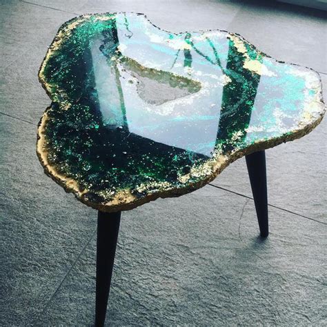 Artist Mrs. Colorberry Creates Glistening Resin Tables Designed to Look Like Beautiful Geode Slices