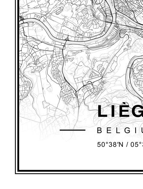 Liège map Liège Belgium map Liège Belgium | Etsy