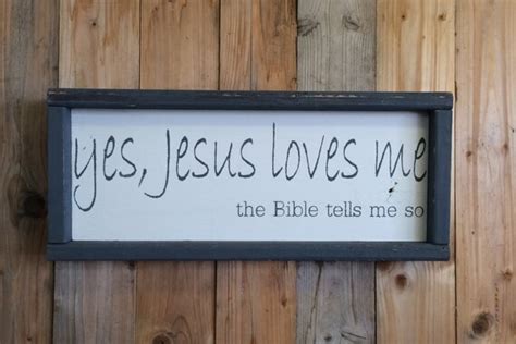 Jesus Loves Me Sign Religious Quote Wood Sign Gray Sign