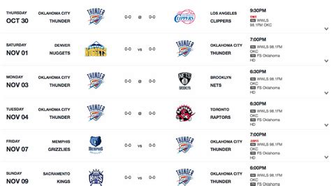 Okc Thunder Schedule 2021-20 Printable - Printable Schedule