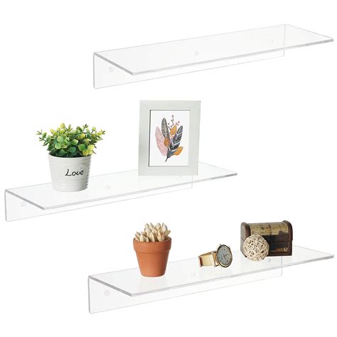 Buy MyGift 17-Inch Clear Acrylic Floating Shelves - Wall ed Modern ...