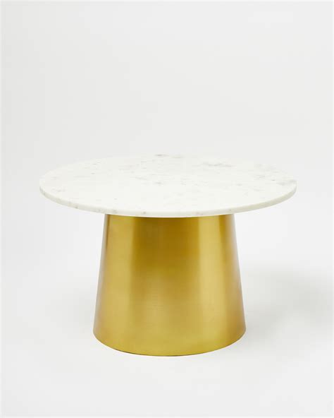 Ober Conical Gold Metal & White Marble Coffee Table | Oliver Bonas