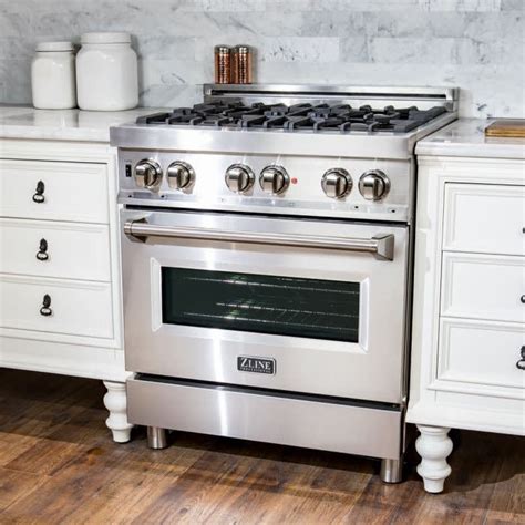 ZLINE RA30 30 Inch Freestanding Professional Dual Fuel Range with 4 Sealed Burners, 4 Cu. Ft ...