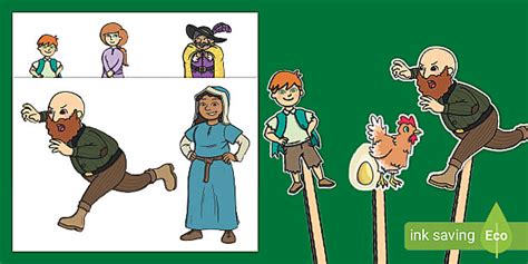 Jack and the Beanstalk Stick Puppets - Teaching Resource - Twinkl