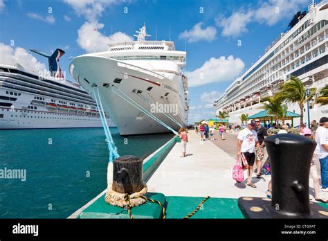 Carnival Fascination cruise ship in port with other ships in Nassau ...