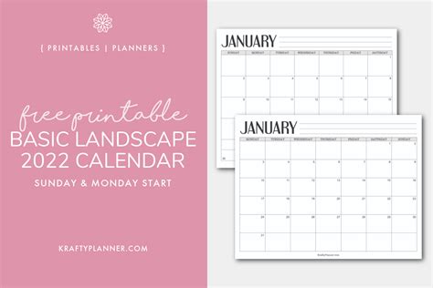 Printable Calendar 2022 Landscape