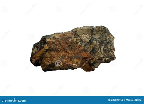 Raw Wolframite Ore Stone Isolated on White Background. Metallic ...