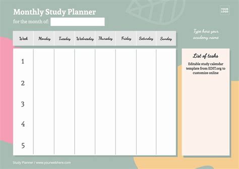 Study Plan Templates to Edit Online