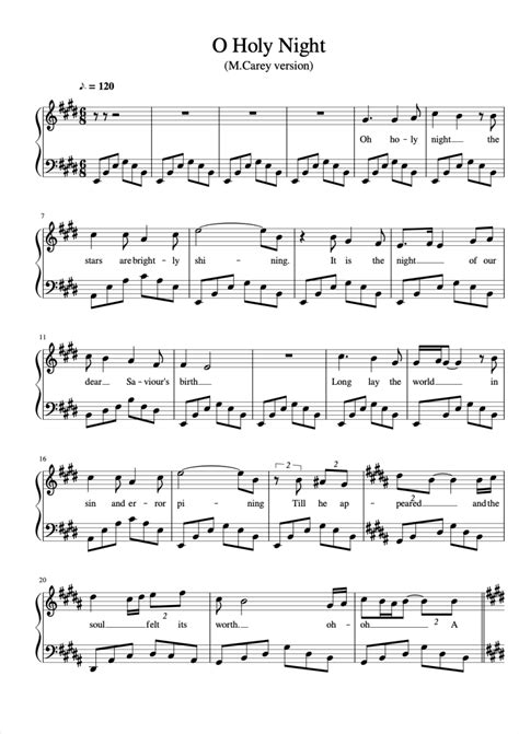 Mariah Carey O Holy Night Sheet Music Downloads