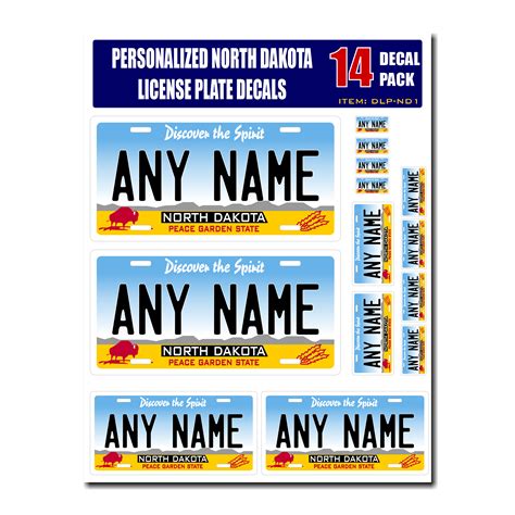 Personalized North Dakota License Plate Decals - Stickers Version 1